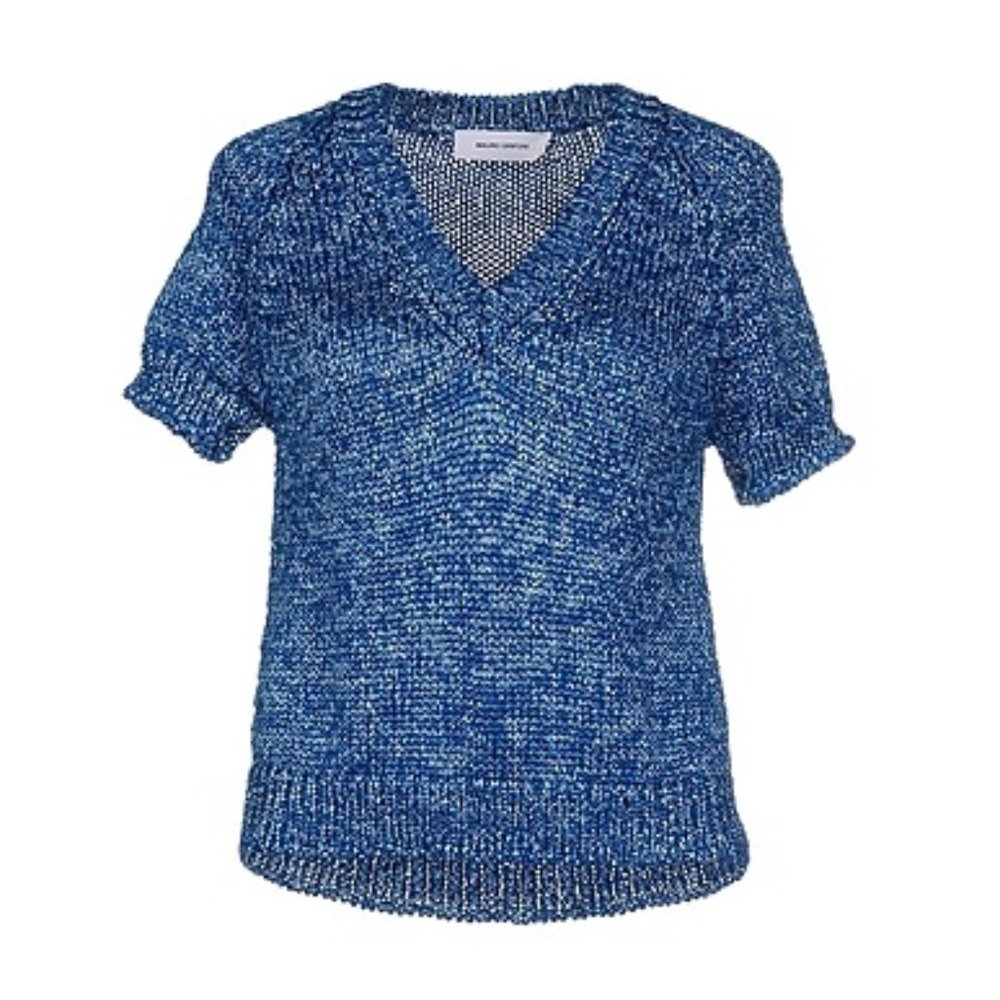 NWT Mauro Grifoni Made In Italy Blue Silver Sparkle Chunky Knit Sweater 40